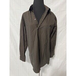 Claiborne Wrinkle Free Men’s Dress Shirt Brown Striped Size Medium